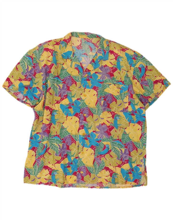 vintage Chemise à manches courtes pour hommes XL Floral multicolore