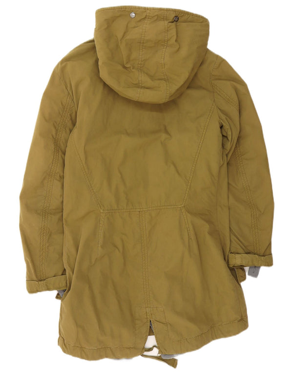 vintage Femme Capuche Sherpa Parka Veste EU 40 Coton Kaki Moyen