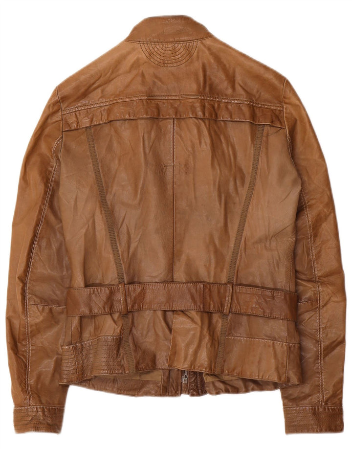Dekker Veste de course en cuir pour femme UK 10 Petit cuir marron