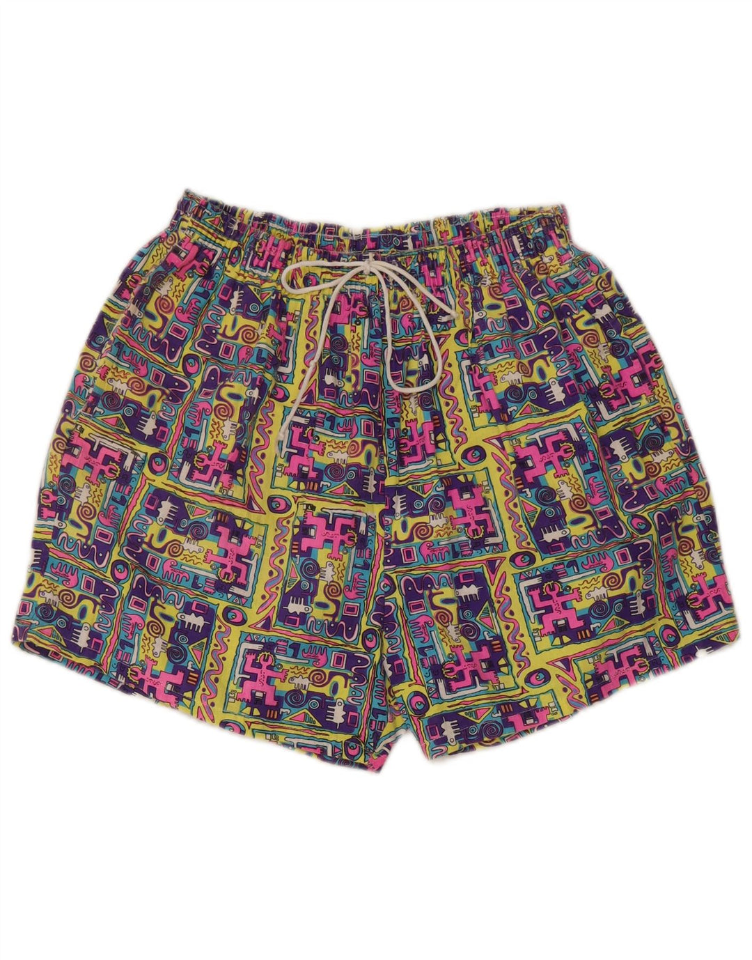 Short taille haute femme Vintage petit W27 multicolore Patchwork coton