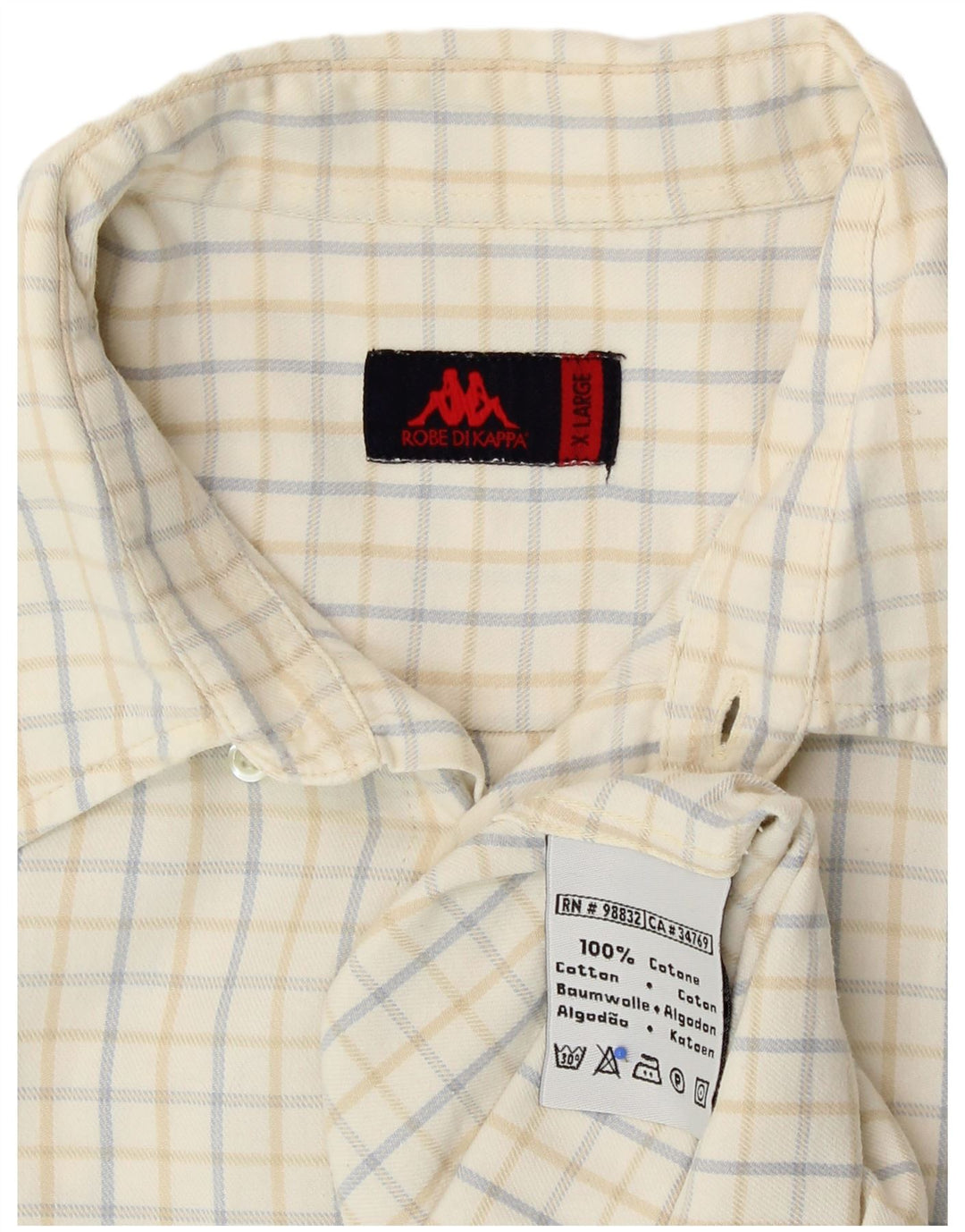 Kappa Chemise Homme XL Blanc Cassé à Carreaux Coton