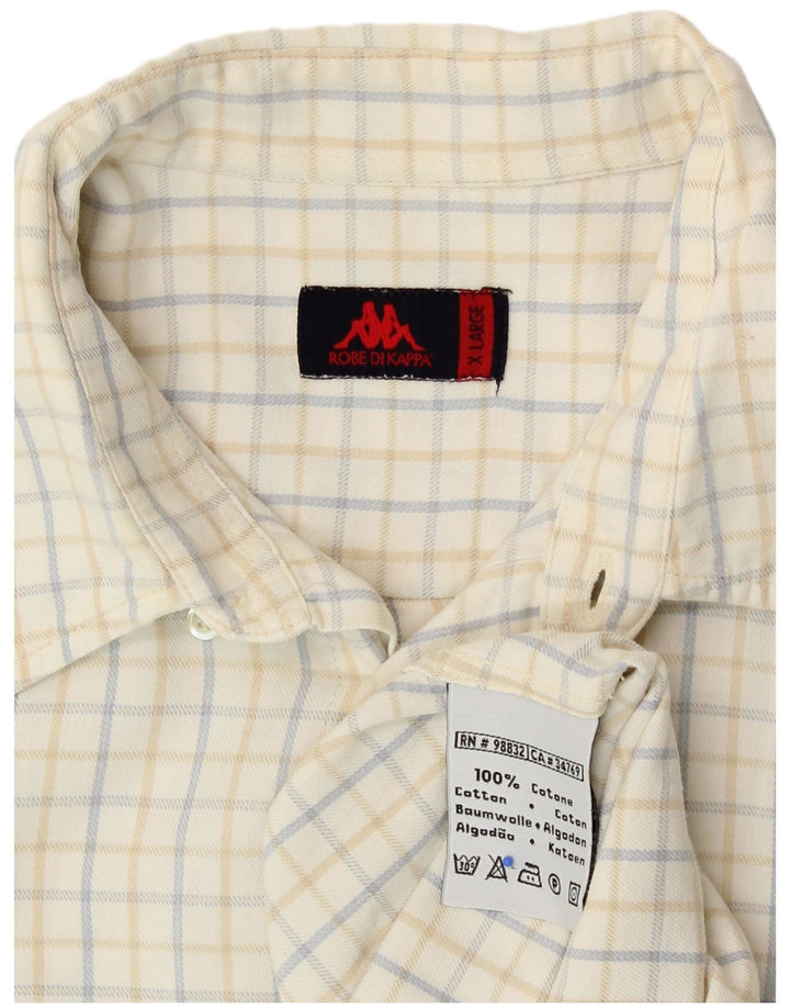 Kappa Chemise Homme XL Blanc Cassé à Carreaux Coton