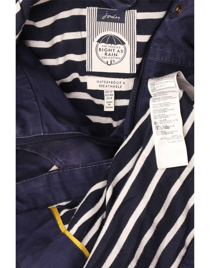 Joules Veste de pluie à capuche pour femme UK 12 Bleu marine moyen Coton