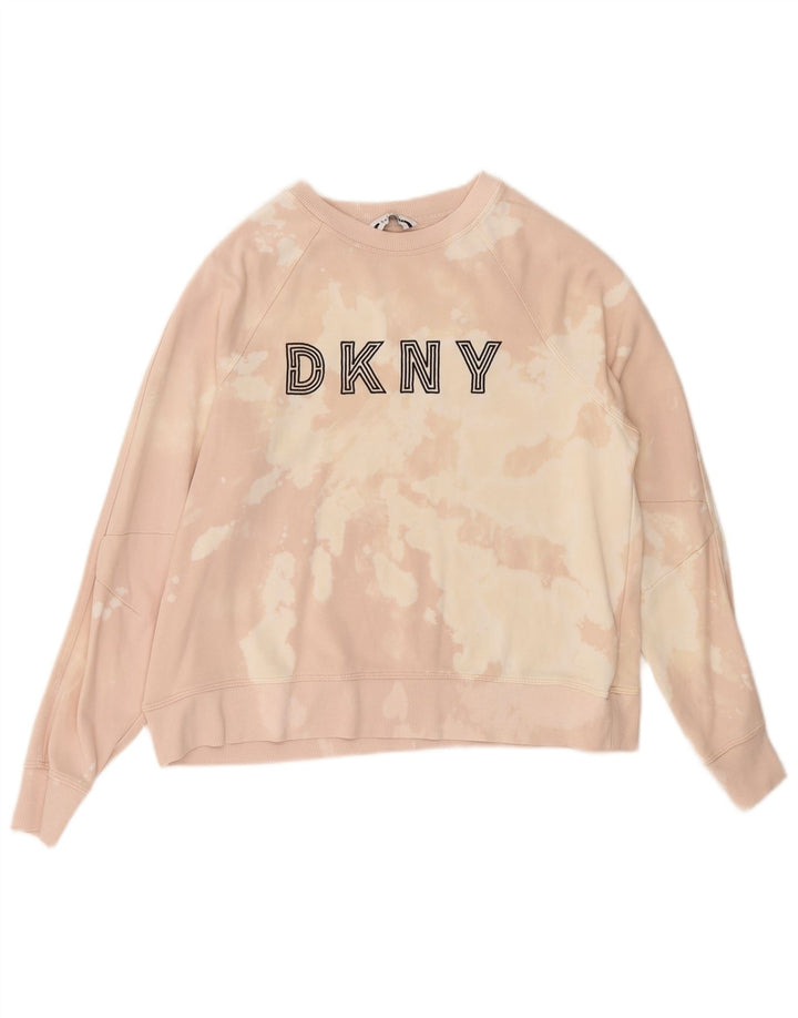 Dkny Sweat-shirt graphique pour femme UK 14 en coton tie-dye rose moyen