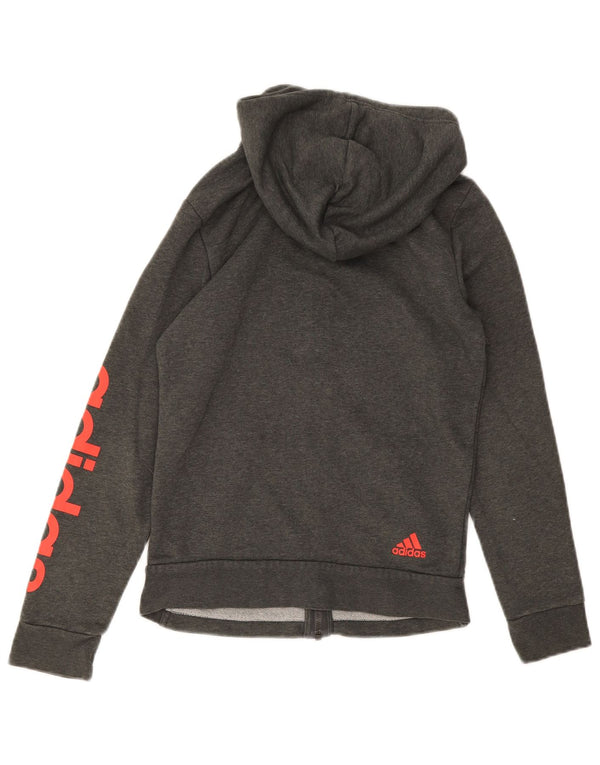 Adidas Pull à capuche zippé graphique pour femme UK 8/10 Petit coton gris