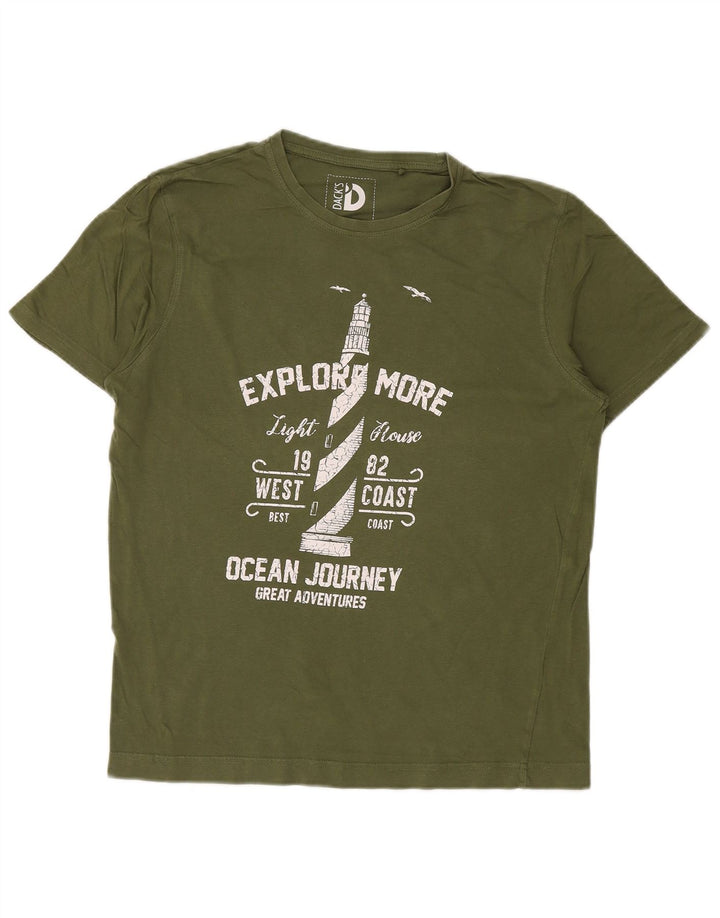 Dack's T-Shirt Graphique Homme Kaki Moyen Coton