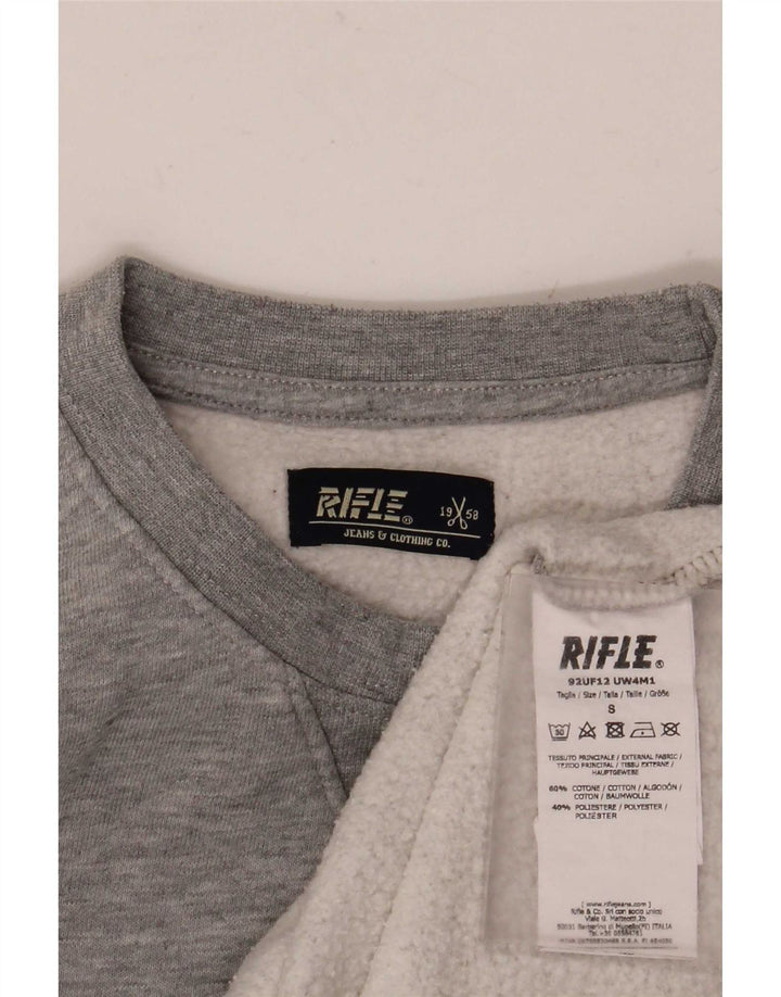 Rifle Mens Graphic Sweatshirt Jumper Petit Gris Moucheté Coton