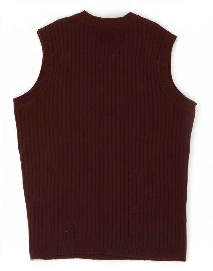 Zara Mens Vest Tank Top Large Marron Laine