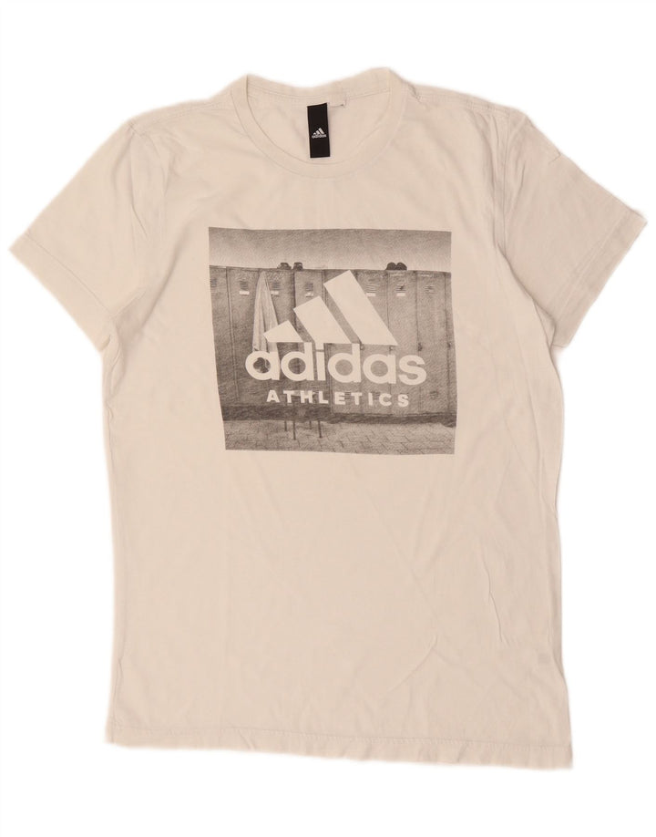 Adidas T-shirt graphique pour hommes, petit haut en coton blanc
