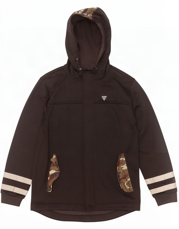 Guess Pull à capuche zippé pour garçon 13-14 ans Noir Camouflage Coton