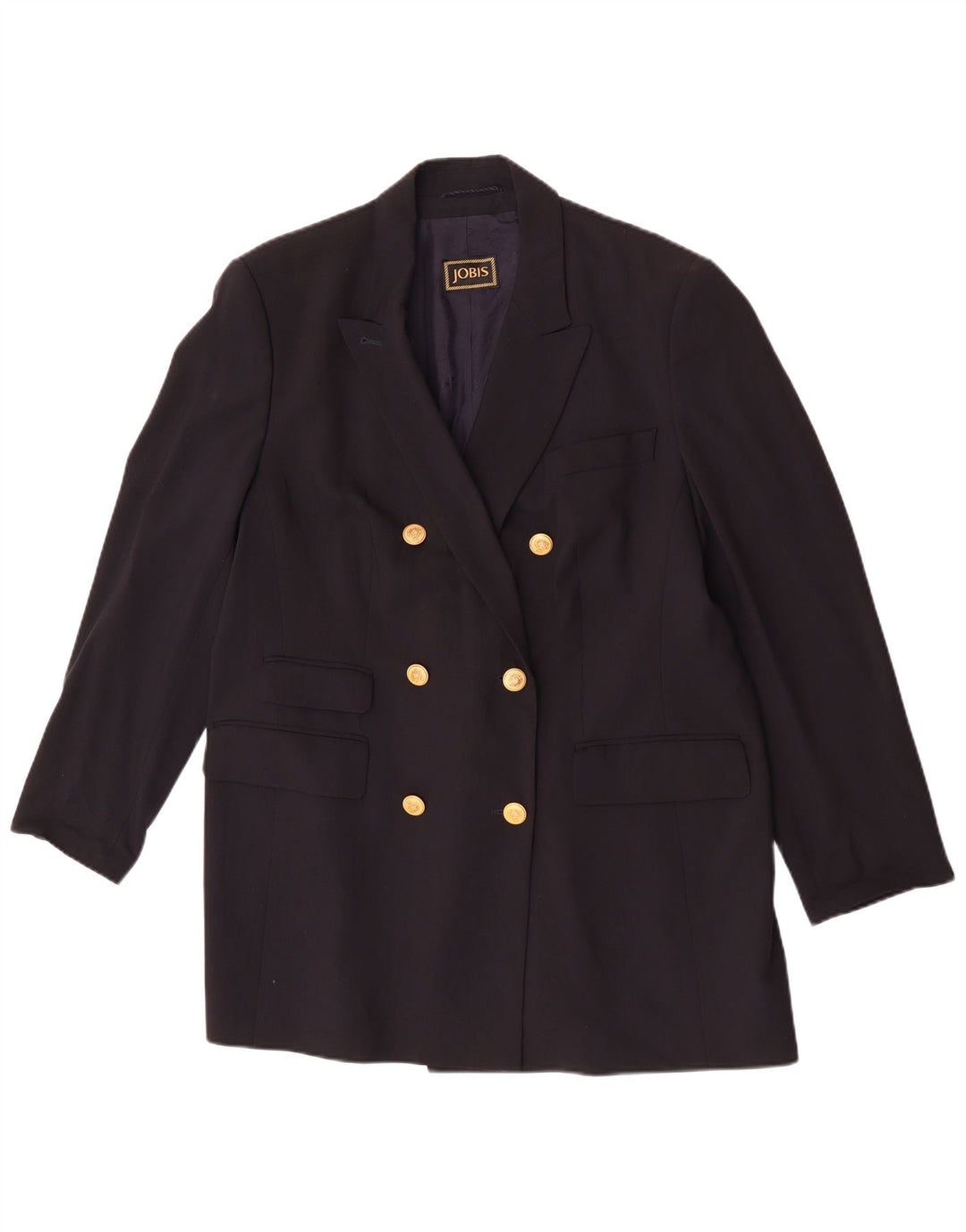 Jobis Veste blazer longue à double boutonnage pour femme UK 14 Bleu marine moyen