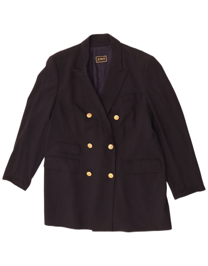 Jobis Veste blazer longue à double boutonnage pour femme UK 14 Bleu marine moyen