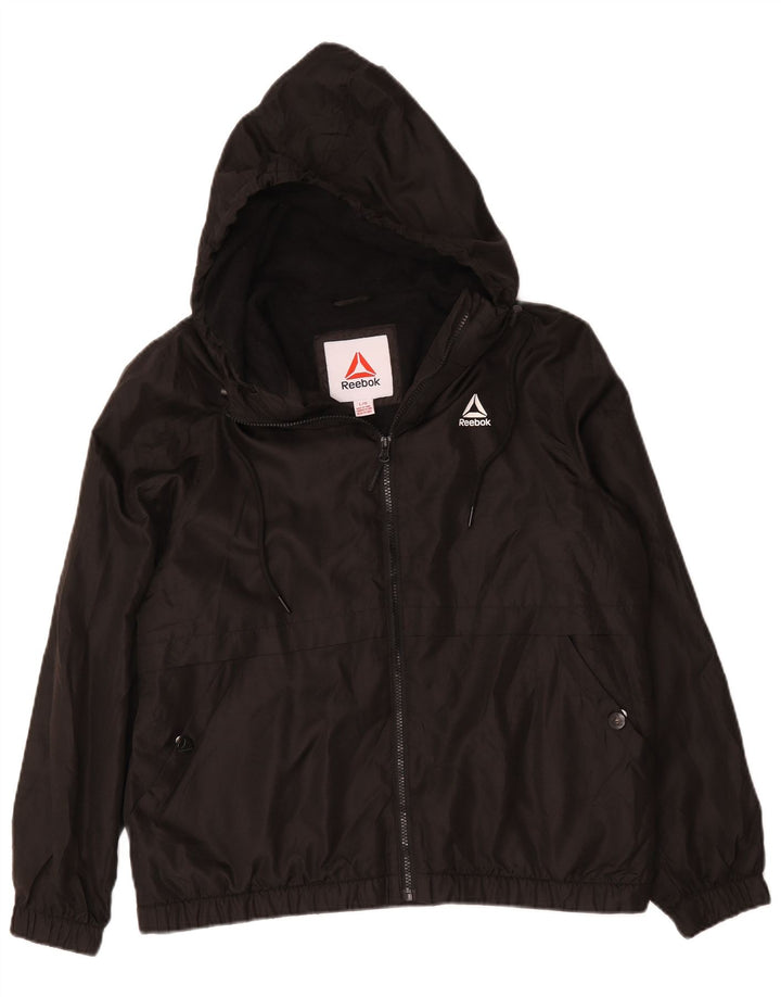 Reebok Veste bomber à capuche pour homme UK 40 Large Noir Polyester