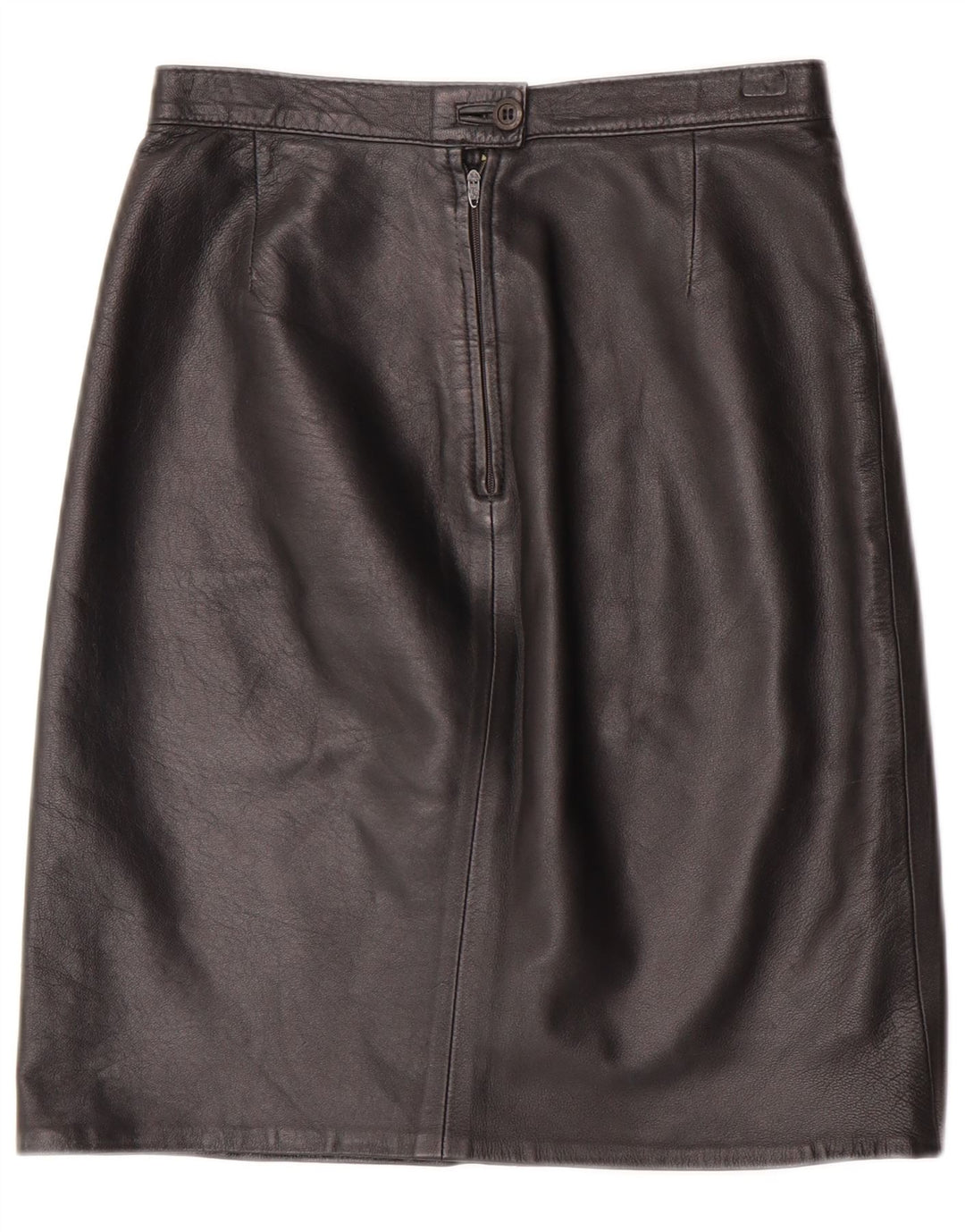 VINTAGE Jupe en cuir femme IT 38 XS W24 Noir