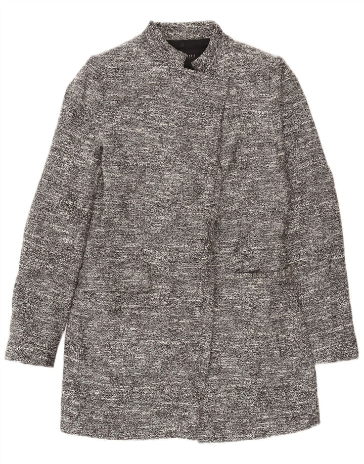 Zara Veste blazer longue pour femme UK 12 Acétate moucheté gris moyen
