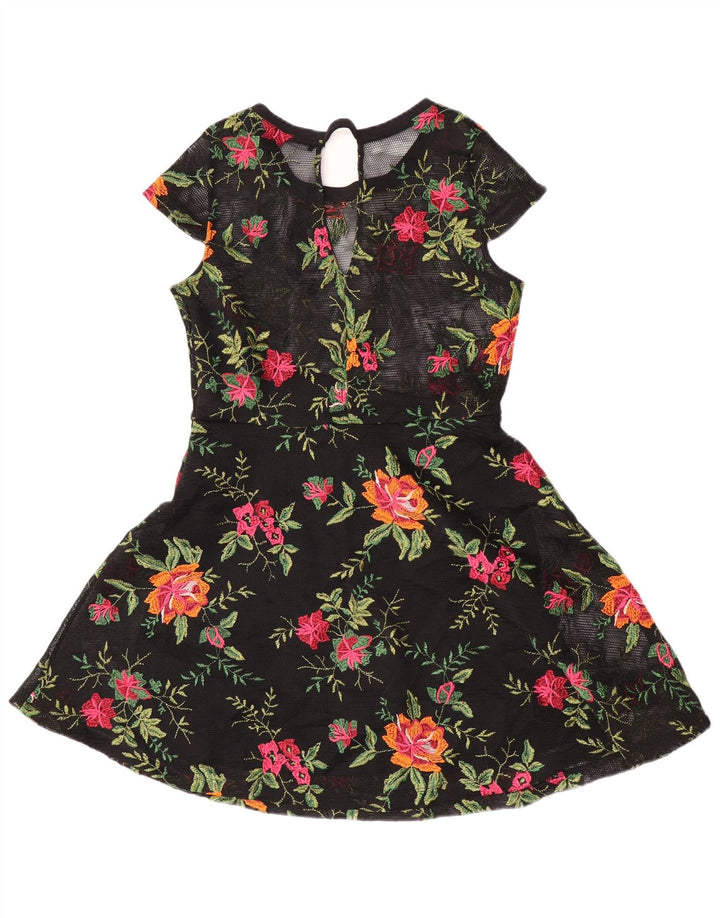 Guess Robe trapèze transparente pour femme UK 8 Petit Noir Floral Polyester