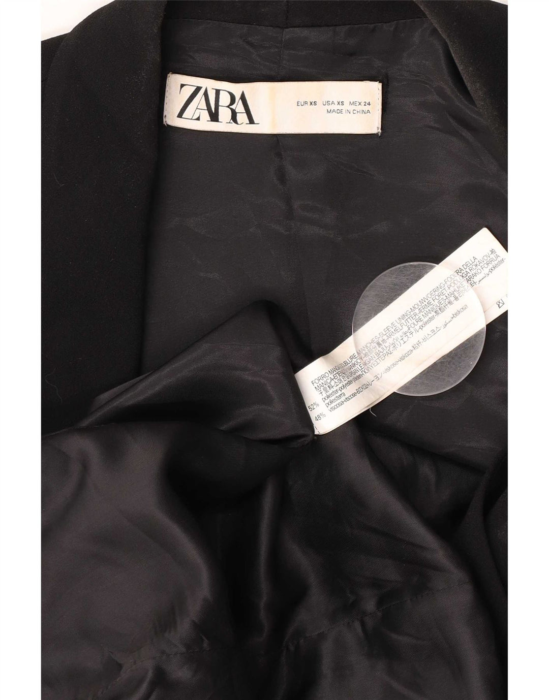 Zara Veste blazer surdimensionnée pour femme UK 6 XS Noir Polyester