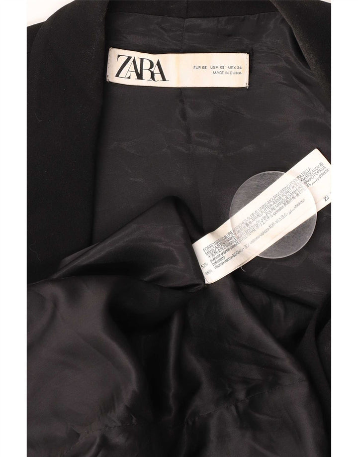 Zara Veste blazer surdimensionnée pour femme UK 6 XS Noir Polyester