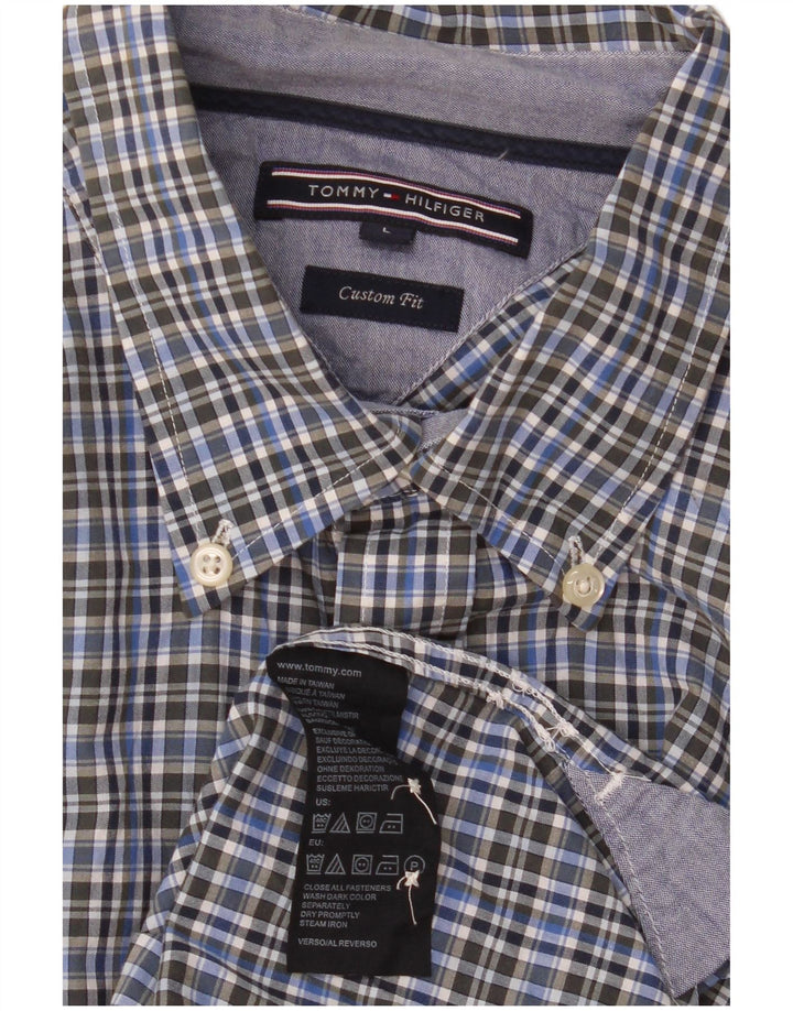 Tommy Hilfiger Chemise sur mesure pour homme en coton à carreaux bleus
