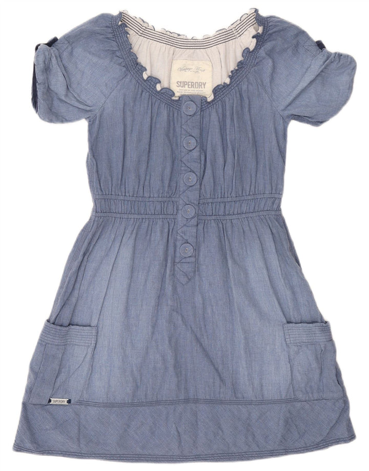 Superdry Robe trapèze pour femme UK 14 Bleu moyen Coton