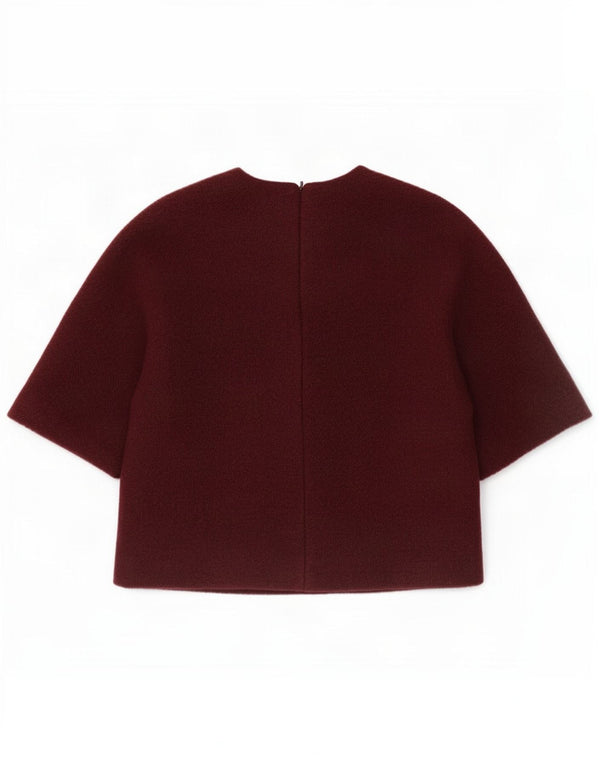 Zara Womens Loose Fit Blouse Top UK 6 XS Laine Bordeaux