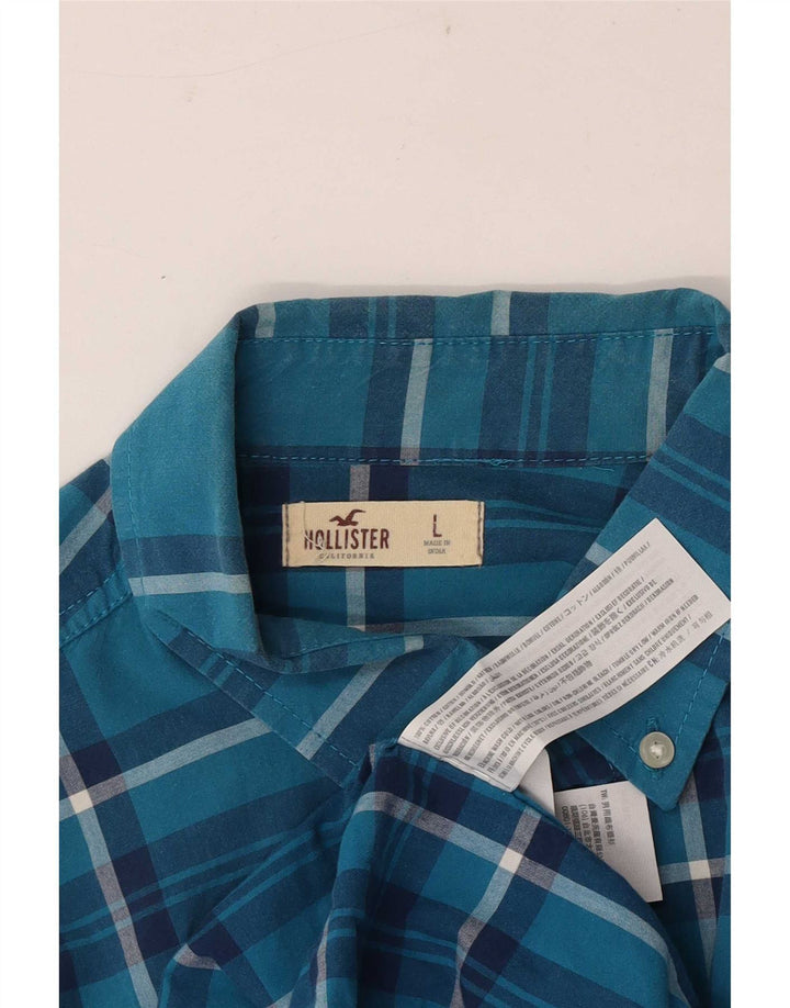Hollister Chemise Homme Large Bleu Plaid Coton