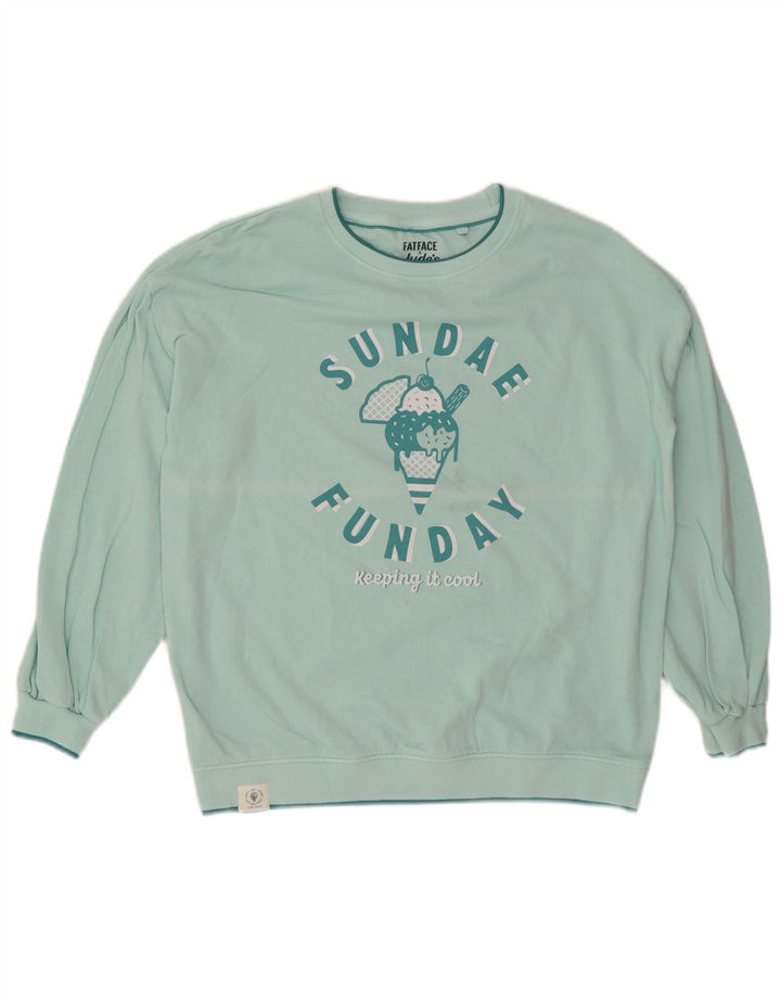 Fat Face Sweat-shirt surdimensionné graphique pour femme UK 12 Turquoise moyen