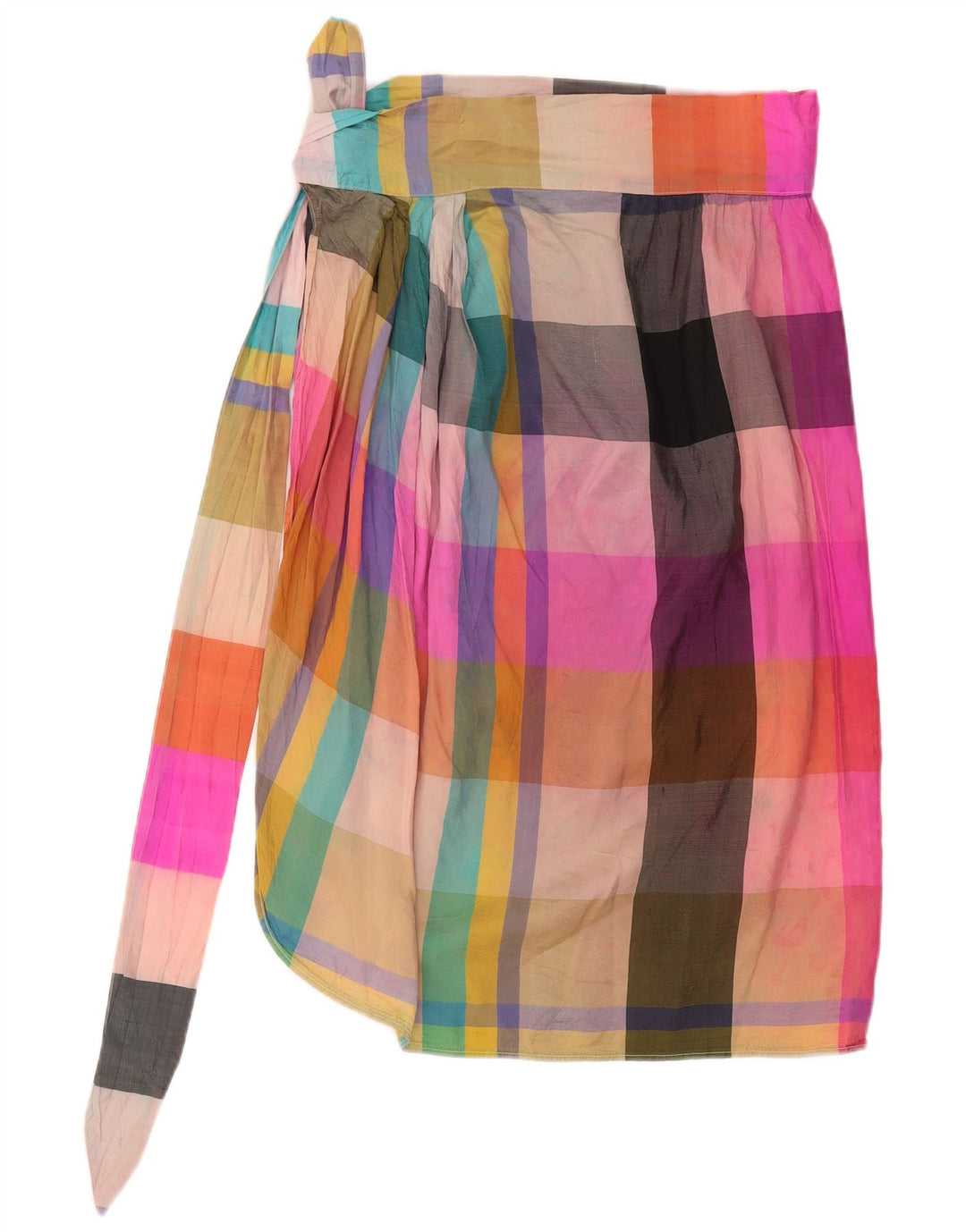 i Blues Jupe Portefeuille Femme IT 42 Medium W26 Soie à Carreaux Multicolore