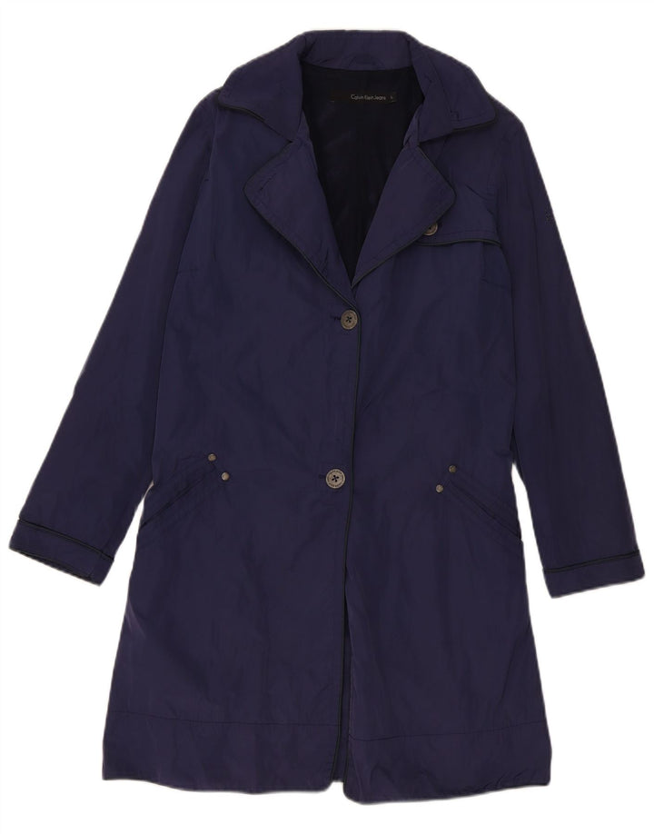 Calvin Klein Jeans Trench-Coat Femme UK 14 Large Bleu Marine Polyester