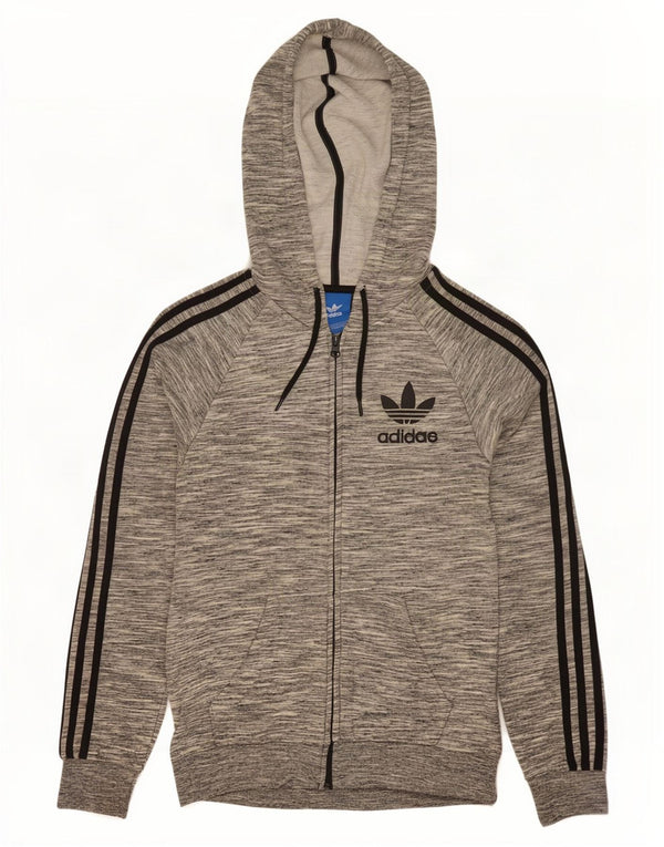 Adidas Pull à capuche zippé pour homme XS en coton moucheté gris
