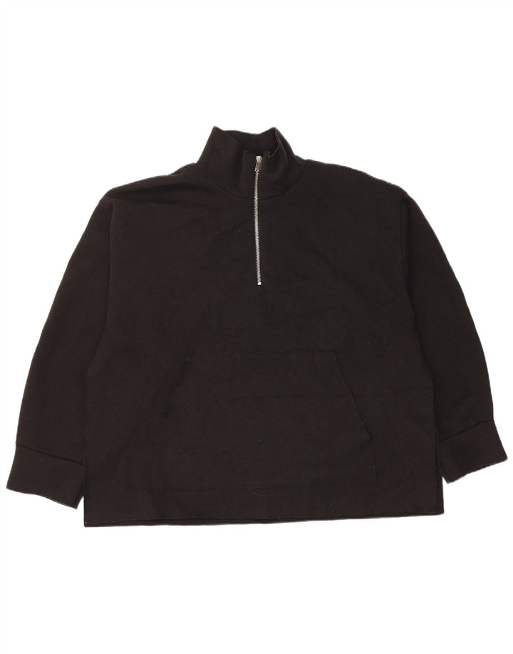 Zara Pull surdimensionné à col zippé pour femme UK 14 Polyester noir moyen