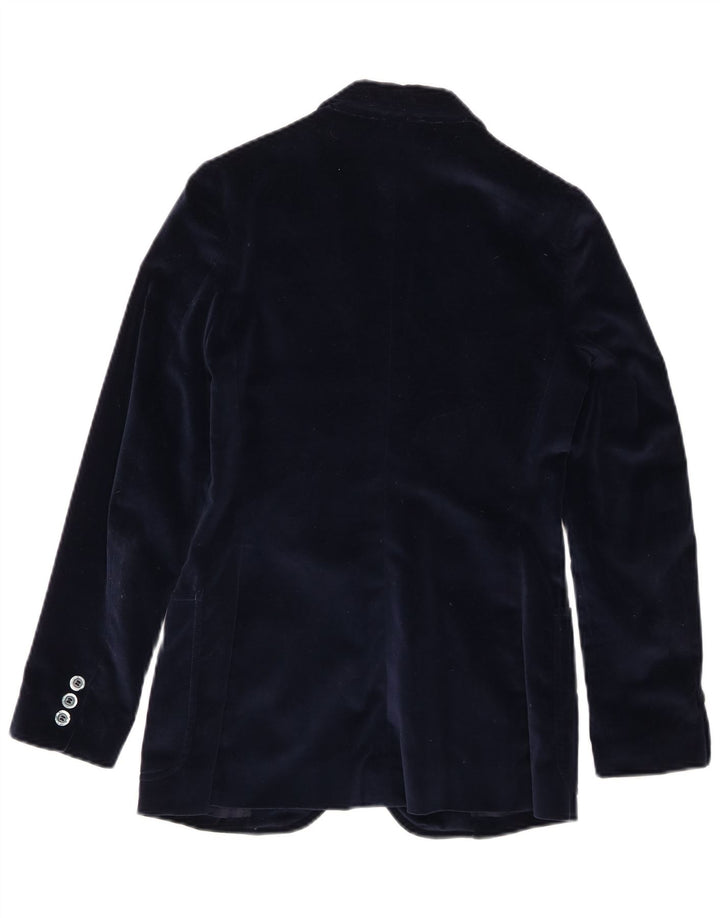 vintage Femme Velours 2 Bouton Blazer Veste IT 42 Bleu Marine Moyen
