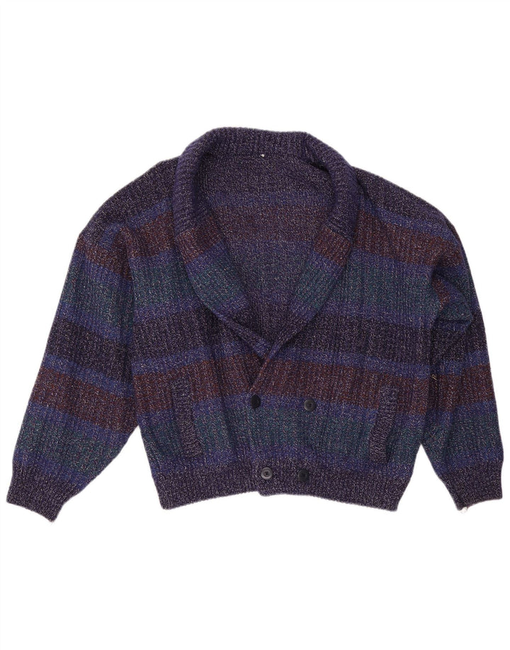 vintage Mens Cardigan Sweater IT 52 Grande laine mouchetée multicolore
