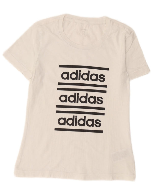 Adidas T-shirt graphique pour femme UK 4 XS Blanc Coton