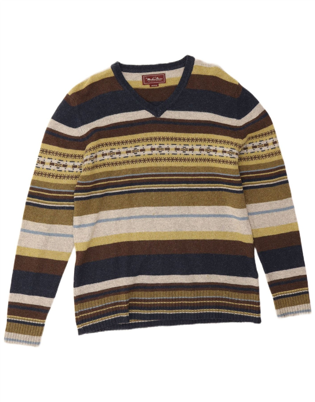 Marlboro Classics Pull col V Homme Rayé Multicolore Moyen