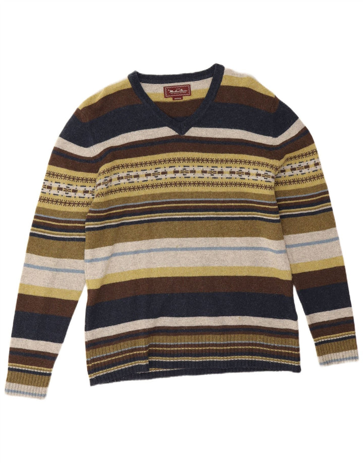 Marlboro Classics Pull col V Homme Rayé Multicolore Moyen