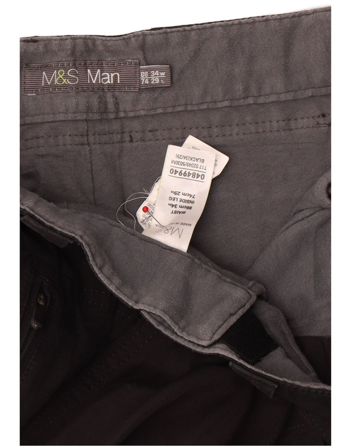 Marks & Spencer Pantalon Cargo Droit W34 L29 Homme Noir Polyamide