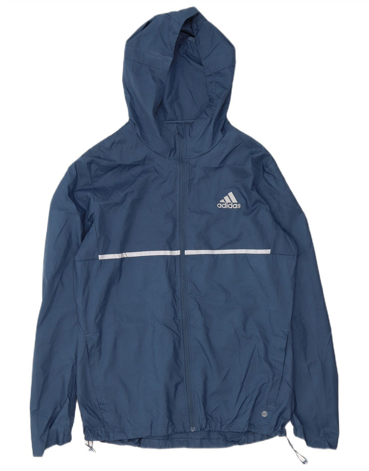 Adidas Veste de pluie à capuche pour homme UK 38 Bleu marine moyen Polyester
