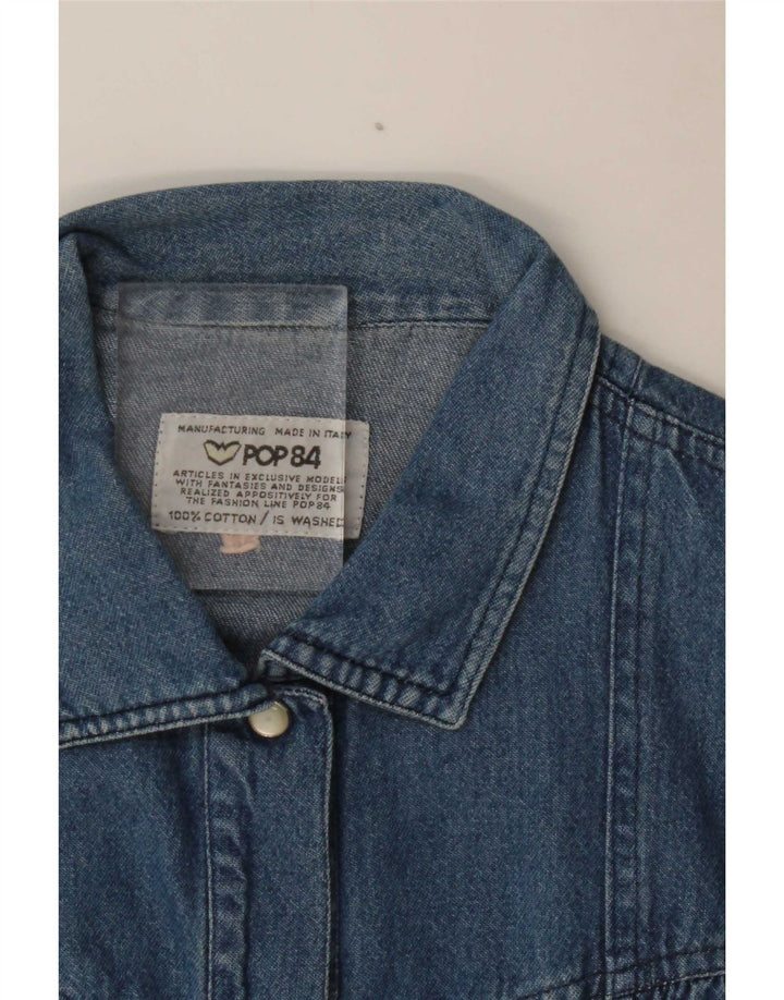 POP 84 Chemise en jean surdimensionnée pour femme UK 14 Bleu moyen Coton