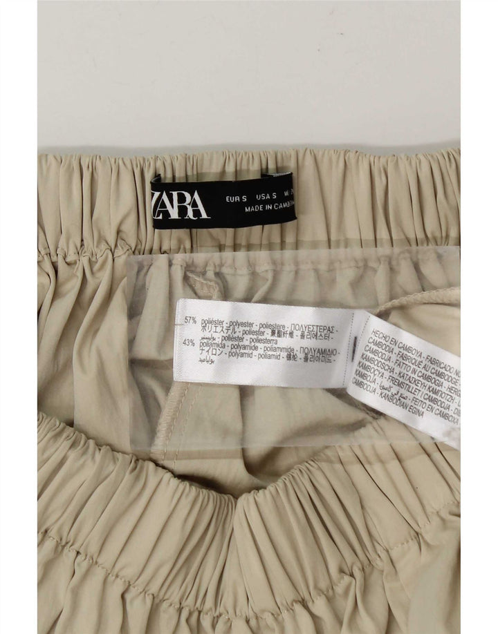 Zara Femme Jupe Évasée Petit W26 Beige Polyester