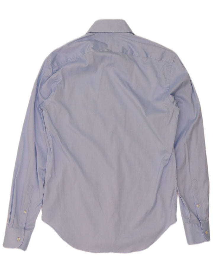 Boggi Chemise coupe personnalisée pour homme Taille 39 Coton bleu moyen