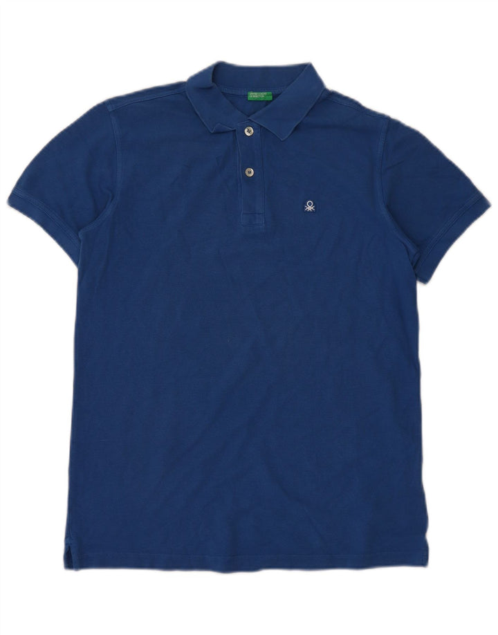 BENETTON Polo Garçon 13-14 ans 3XL Bleu Coton