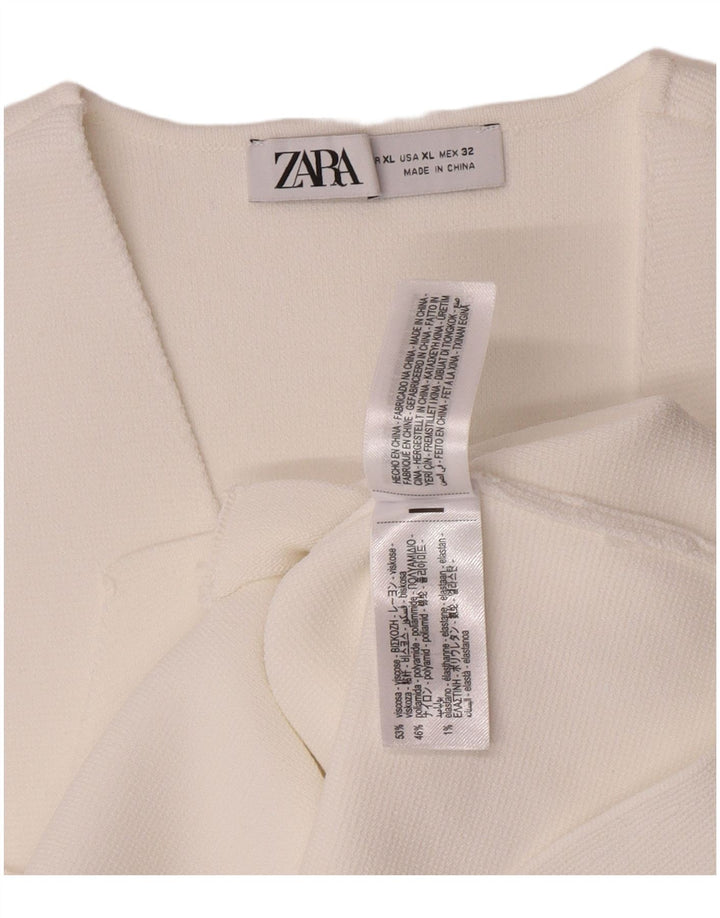 Zara Femme Gilet UK 18 XL Blanc Viscose