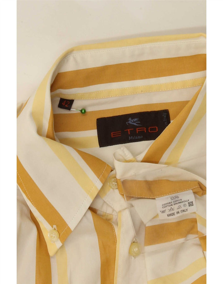 Etro Chemise Homme Taille 42 Large Jaune Rayé Coton