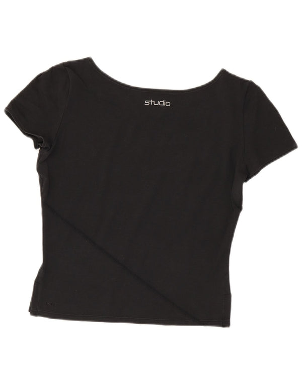 Nike Dri Fit Crop Graphic T-shirt pour femme UK 10/12 Noir moyen