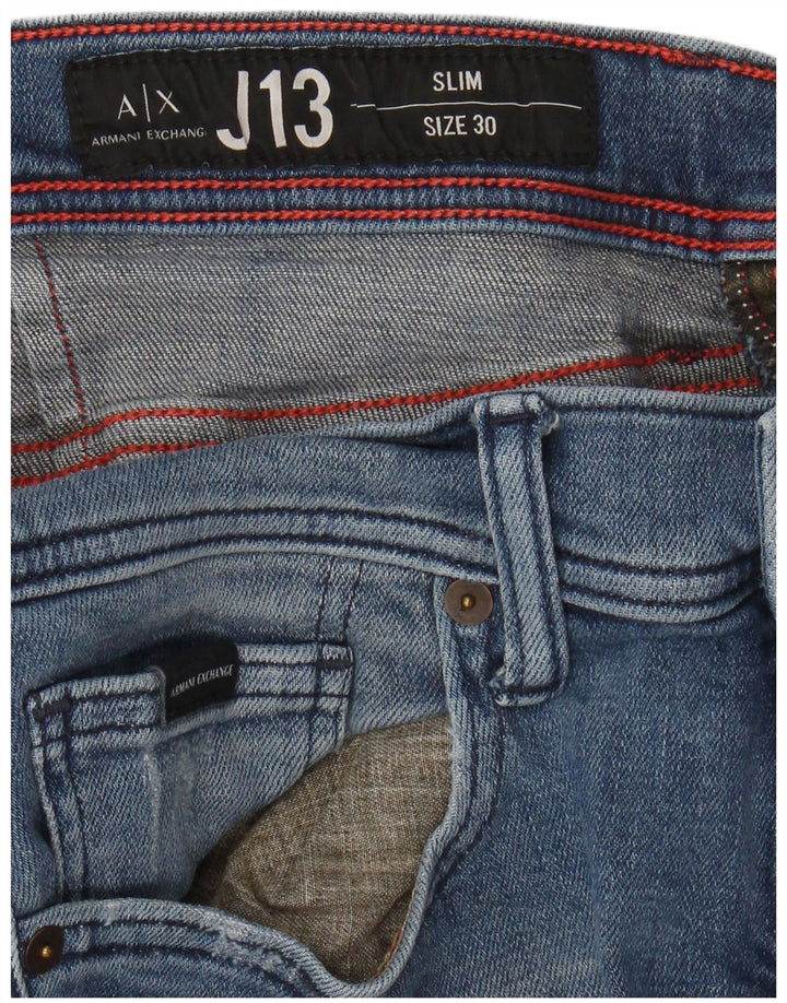 ARMANI EXCHANGE Womens Distressed Slim Jeans W30 L30 Blue Cotton