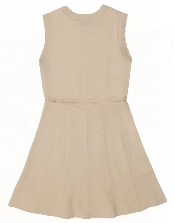 Zara Robe trapèze sans manches pour femme UK 14 Large Blanc Polyamide