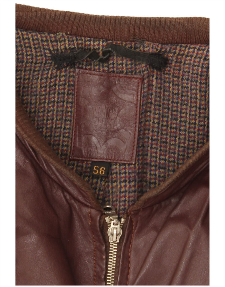 VINTAGE Veste en cuir homme UK 38 Bordeaux moyen