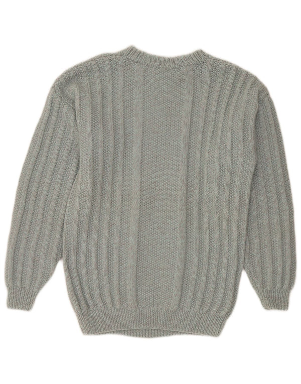 Pull vintage à col rond pour homme Gris moyen