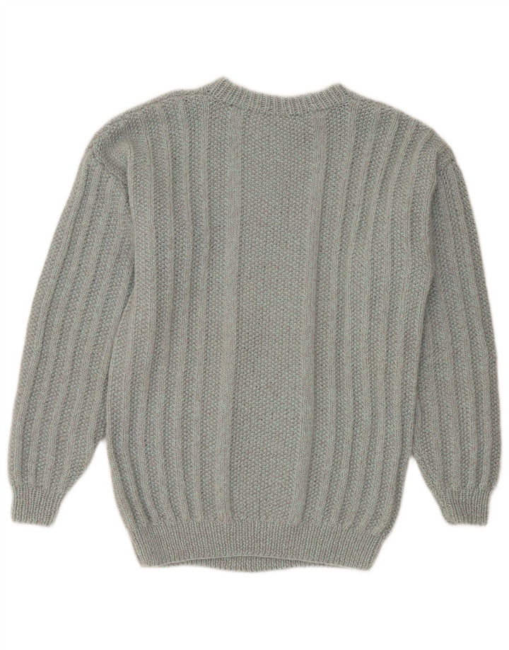 Pull vintage à col rond pour homme Gris moyen